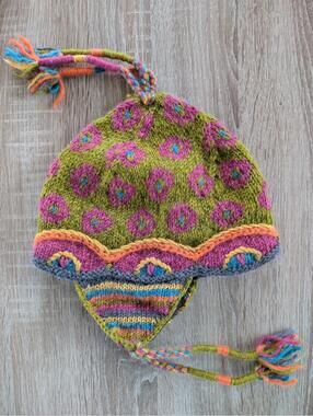 NEWARI Icelandic Design Wool Beanie Tassel Earflap Nepal Knit Lined Hat Snowcore